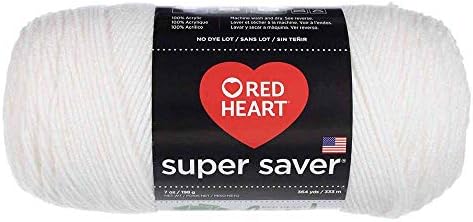 Craft County Size 4 (Medium) 100% Acrylic Fiber Yarn – Variety of Color and Pattern Options – for Crochet, Knitting, and Weaving (White)