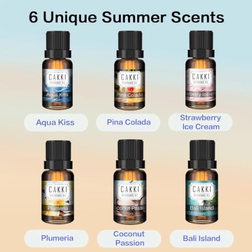CAKKI Summer Essential Oils Set, 6X10ml, for Diffusers for Home