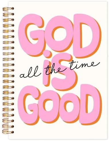 God Is Good Motivational Christian Notebooks, Pink Prayer Journal Office Supplies Gifts for Desk Woman Men, Bible Hardcover Spiral Journaling Notebook, 5.5x8.3 Inch