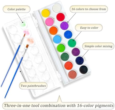 Watercolor Workbooks, 16 Colors Water Color Books Paint Set for Adults, Watercolor Coloring Book for Beginners, Water Color Workbook, 15 Beautiful Paintings for Beginners (Baking)