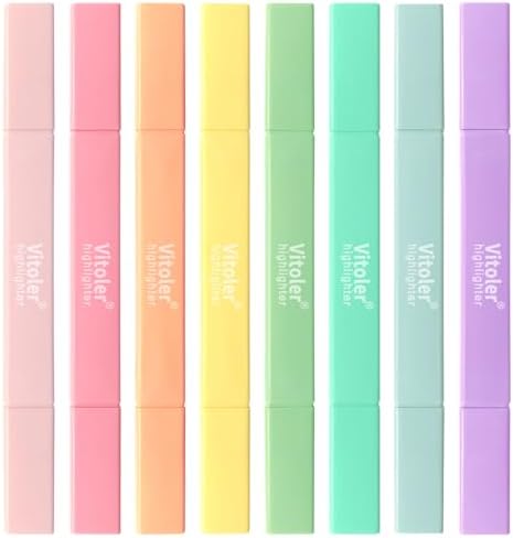 Vitoler Highlighters, 8pcs Chisel & Fine Tips Aesthetic Highlighters