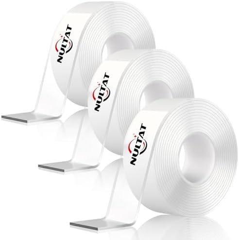 NULTAT Double Sided Tape Heavy Duty, 1.18" x 120" Strong Nano Double Stick Tape, Removable, Washable, Reusable Adhesive Tapes for Wall, Clear Multipurpose Two Sided Tape(30 Feet)