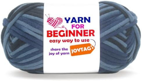 50g Rainbow Beginner Crochet Yarn for Crocheting and Knitting Multicolor Cotton Crochet Yarn for Beginners with Easy-to-See Stitches Cotton-Nylon Blend Easy Yarn for Beginners(Blue Black)