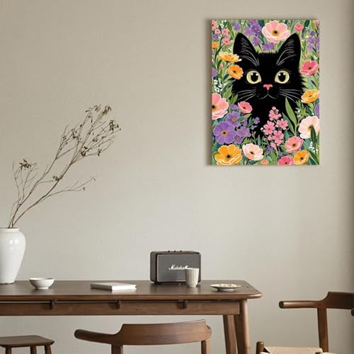 Gamteldot Black Cat Diamond Art Kits for Adults Beginners,DIY Diamond Art 5D Full Drill Diamond Dots Diamond Painting with Complete Tools,Pefect Art Crafts for Home Wall Decor Gift-12x16in