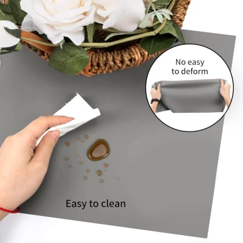 15.7" x 11.8" Silicone Table Mat, Genuine Food-Grade Silicone Mat for Crafts Kids Dinner Placemat Desk Countertop Waterproof Protector Heat Insulation Kitchen Pastry Rolling Dough Pad (Dark Gray)