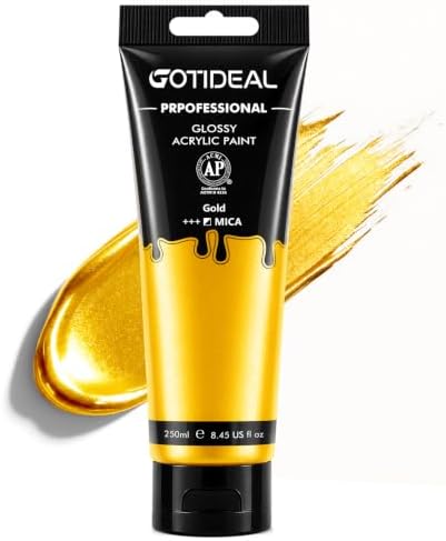 GOTIDEAL Metallic Gold Acrylic Paint, 8.45oz/250ml, Art Craft Paints