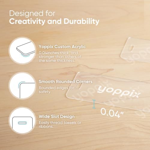 YOPPIX 6x2” Acrylic Bookmark Blanks- 30 Pieces Acrylic Bookmark Kit with 30 Pcs Ribbon for Reading Lovers DIY Crafts Hanging Tag Gifts Tag Price Tags, Graduation Back to School Gifts(Rectangle)