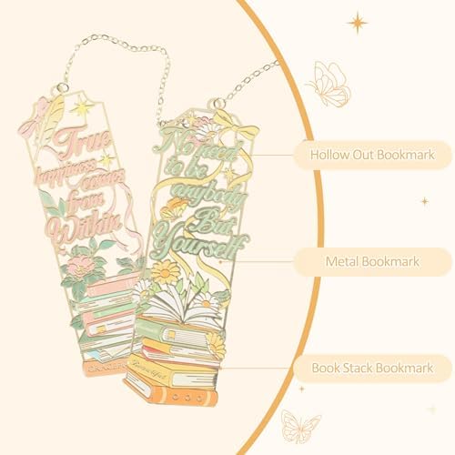4Pcs Metal Bookmarks Cute Book Mark for Book Lovers Page Tracker Bookmark Supplies Bookmarks for Reading Women