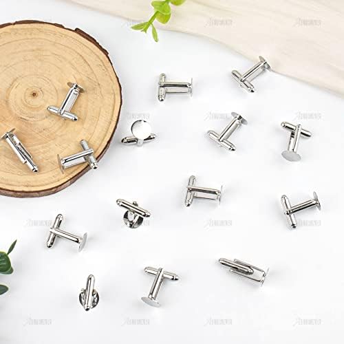 AUEAR, Metal Cufflinks Cuff Button Blank Cabochons Tray Bezel Cufflink Blanks Setting for Jewelry Making DIY Crafts