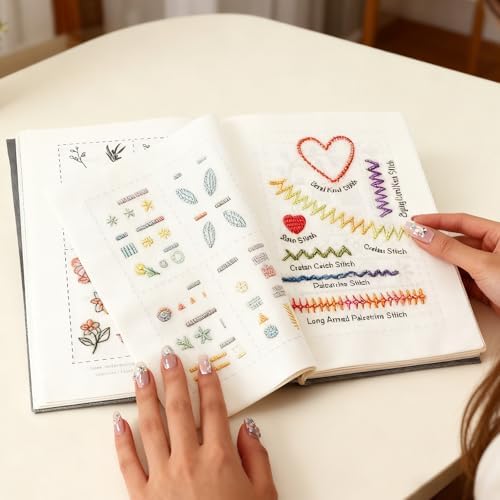 Embroidery Stitch Book Kit - Portable Embroidery Book with Multiple Sewing Tools & Instructional Tutorial, DIY Stitches for Beginners & Enthusiasts (1 Set)