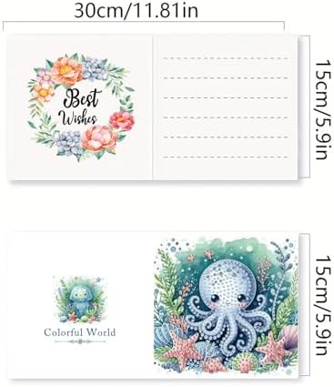 LSQFS Diamond Art Cards with Envelopes, 6Pcs Beach Diamond Painting Cards
