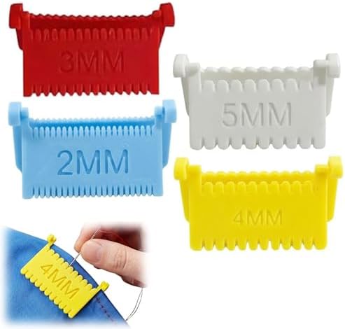 4 PCS Clip-On Sewing Ruler, Edge Stitch Lock Sewing Gauge with 2mm 3mm 4mm 5mm Spacing, Hand Quilting Template Tool for Even Hemming Stitches