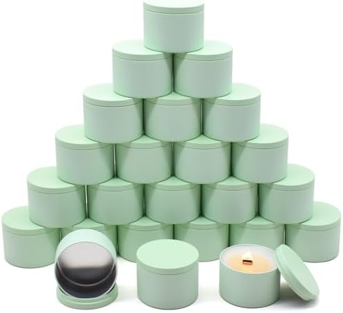 24-Pack 8oz Candle Tins with Lids, Metal Candle Jars for Candle Making, Empty Containers Vessels Bulk for Small Business & Beginners DIY Storage -Green