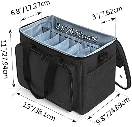 Teamoy Knitting Bag, Yarn Storage Organizer Crochet Bag Tote, Black