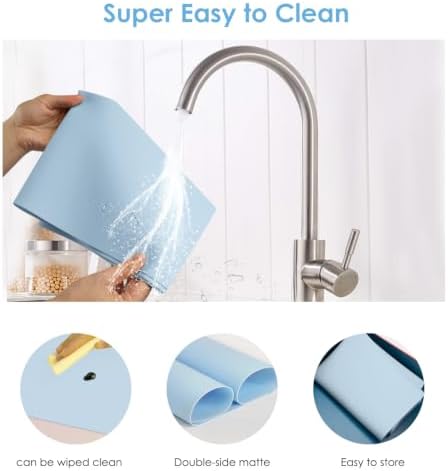 11.8''x15.75'' Silicone Mats, Food Grade Silicone Pad Table Mat for Crafts, Kids Placemat, Silicone Heat Resistant Mat Kitchen Counter Mat for Baking Pastry, Light Blue, 1Pack