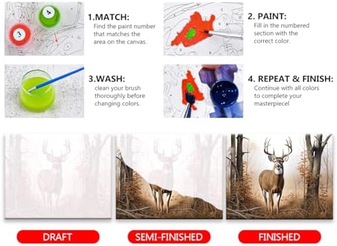 TUMOVO White Tail Buck Deer Paint by Numbers Kit for Adults & Kids, DIY Easy Oil Painting for Home Wall Decor, 16x20 Inch, Acrylic