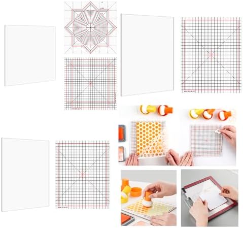 11Pcs/Set 4.75x6"/6x6"/6.5x8.5"Multi-Use Non-Slip Sticky Mats Fit in Stamp Positioning Tool Set,PhotopolymerGrip Mat with Printed Guides In Placeholding stencil in place Crafts Scrapbooking fixed Mat.