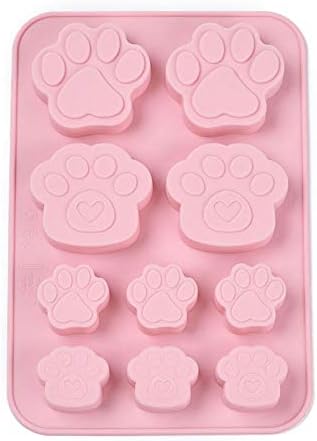 Craftdady Silicone Soap Mold 10 Cavities Pet Dog Paw Moulds Trays, 2 Pack for Handmade Craft Biscuit Candy Chocolate