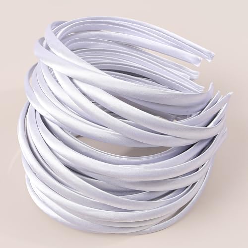 50Pcs White Thin Fabric Headbands Blank DIY Hoops Bulk Women Girl