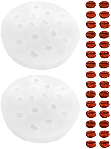 2 Pieces Coffee Bean Silicone Mold, 15-Cavity Food Shape Candle Molds for Chocolate, Resin, Soap | Mini Coffee Beans Fondant Molds for Baking Baby Shower & Birthday Party DIY Crafts‌