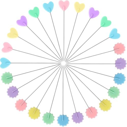 Elisel 200 pcs Multicolor Straight Pins Straight Quilting Pins Craft Positioning Pins Fixed Sewing Marker Needle for Crafting Dressmaker and Other Crafts Making (Love Hearts and Flowers)