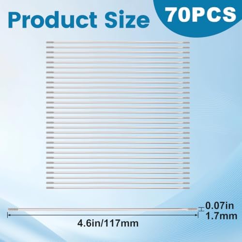 70PCS Beadable Pen Extender Rods, 117mm Beaded Metal Rods, Silver