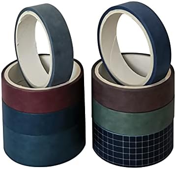 ZDOLAKIDS 8 Rolls Washi Tape Set Basic Solid Color Purplish Blue Adhesive Decoration Label for Journaling Scrapbooking Planner Journals DIY Art Crafts Letter Card Envelope Gift Box Sealing