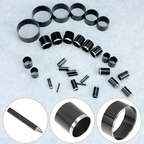 QWORK 31-Piece Leather Circle Cutter Tool Set, Round Hole Punch Cutting Dies 1–25mm 30 35 40 45 50 55, High-Carbon Steel Circular Punch Kit for DIY Crafts, Jewelry Making
