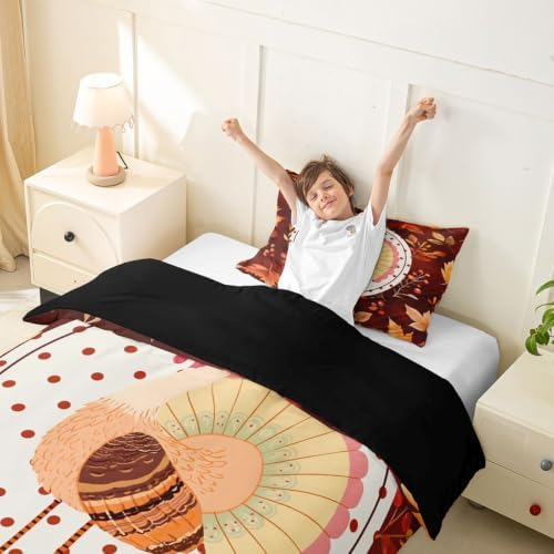 Erosebridal Vintage Farmhouse Rooster Duvet Cover Toddler Size Fall Maple Leaf Berry Bedding Set for Kids Boys Girls Warm Autumn Harvest Comforter Cover Thanksgiving Artwork Bedclothes Room Decor
