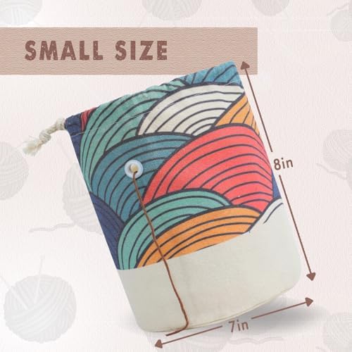 TOGETRUE Yarn Bag, Small Knitting Crochet Bag, Portable Yarn Storage Bags Organizer for Crocheting Project, Store Skein Ball, Short Knitting Needle (Small, Color Arc)