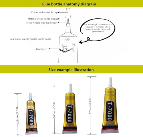 T-7000 15ml Super, Glass,Fabric,Craft, Adhesive,Puzzle, Glue Suitable for Repair Multipurpose High Performance Industrial Glue Semi Fluid Black Adhesive (15ML,1PACK)