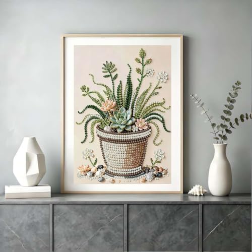 Potted Plant Pearl Painting Kits for Adults,Diamond Art Kit 12x16In