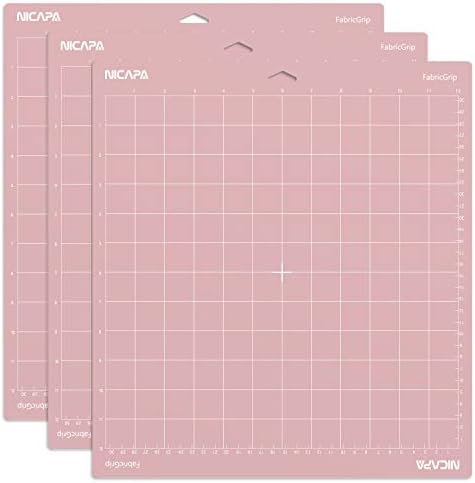 Fabric Grip Cutting Mat for Cricut Maker 3/Maker/Explore 3/Air 2/Air/One (12x12 inch,3 Pack) Fabric Adhesive Sticky Pink Quilting Replacement Cut Mats