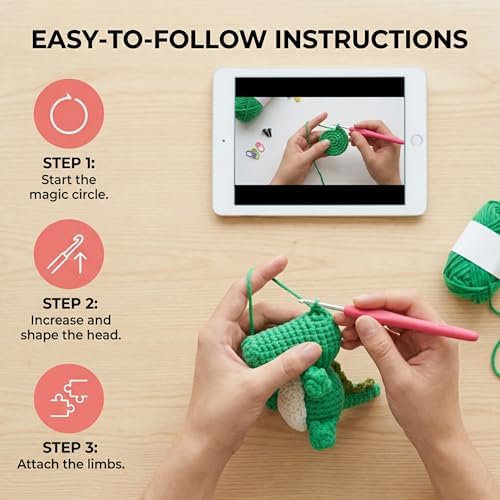 minimal beee Crocodile Crochet Kit for Beginners Easy Yarn Video Tutorials