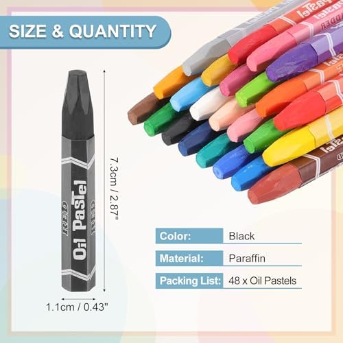 PATIKIL Black Oil Pastels, 48Pcs Soft Oil Crayons Pastels Stick Vibrant and Creamy Art Supplies Bulk for Artists Beginners Art Painting Drawing Blending Graffiti Gallery