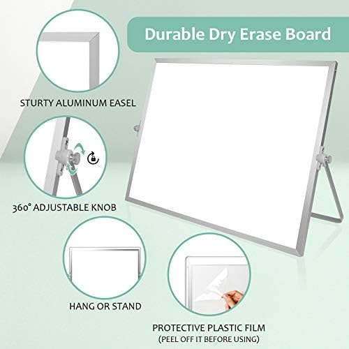 White Board with Stand, Small Dry Erase Board, 16"x12" Magnetic Whiteboard