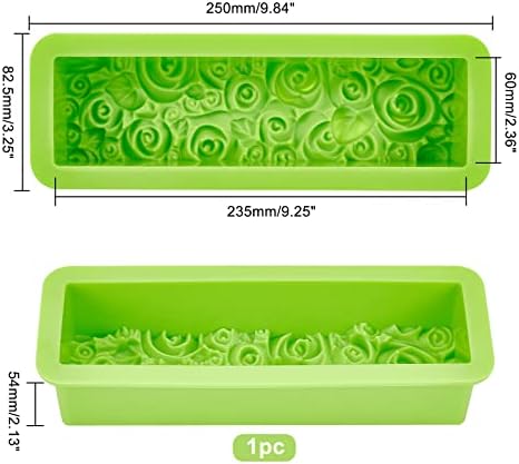 PH PandaHall Rose Loaf Mold, Flower Silicone Mold 3D Embossed Crafts Mold Soap Molds Rectangle Resin Casting Molds for Handmade Craft UV Resin Soap Candle Making, 9.8x3.2x2.1inch 650ml/22oz