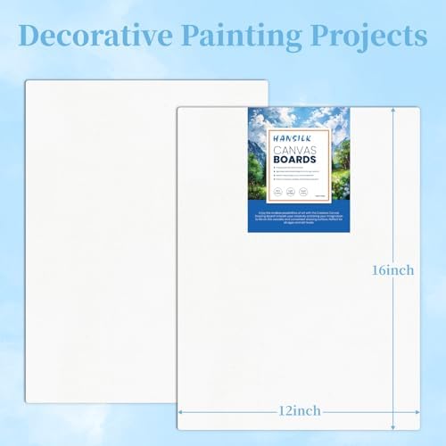 12x16 Canvas Panels 6 Pack, 100% Cotton Pre-Primed Canvas Boards for Painting, Blank White Canvases for Acrylic Oil Watercolor, Art Supplies for Artists Adults