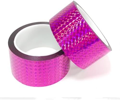 Self-Adhesive Holographic Reflective Tape Prism Tape Holographic Reflective Tape for Keep Birds Away, Craft Projects, DIY Art, Home, Daily Use (Pink, 1 Inch x 55 Yard)