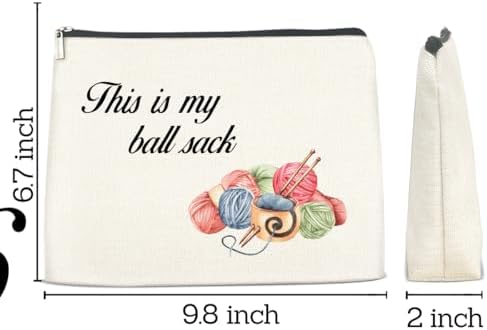 Funny Makeup Bag Crochet Gifts, Knitting Gifts for Crochet Lovers Knitters Mom Grandma, This is My Ball Sack Cosmetic Bags Pouch