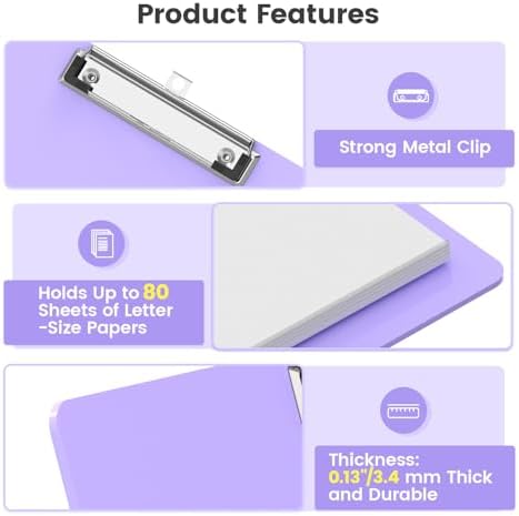 Extra Large 11x17 Clipboards, Plastic Purple Drawing Boards, Horizontal Clip Board, Landscape Layout. Suitable for Watercolor, Sketching, Painting. Art & Drafting Supply