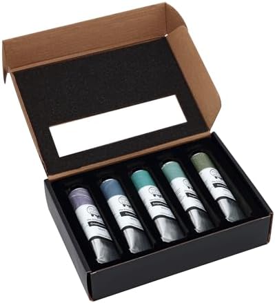 Tusc & Pine Artist Oil Paint - 40 ml Set of 5 - Cool Grayed - Non-Yellowing, Rich & Creamy Consistency, Maximum Pigment Load, Small Batch Milled Oil Paints Developed for Professional Artists