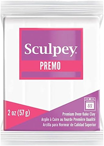 Polyform Sculpey Premo™ Polymer Oven-Bake Clay, White, Non Toxic, 2 oz. bar, Great for jewelry making, holiday, DIY, mixed media and home décor projects. Premium clay perfect for clayers and artists.