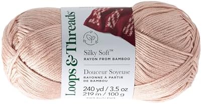 Loops & Threads Silky Soft Yarn - Yarn for Knitting, Crochet, Weaving, and Arts & Crafts - Pink, Bamboo, 3.5 oz