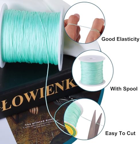 150 Yards 0.5mm Nylon String for Bracelets, Braided Nylon Thread Chinese Knotting Cord Macrame Rope for Necklace Bracelet Jewelry Craft Making, Aquamarine