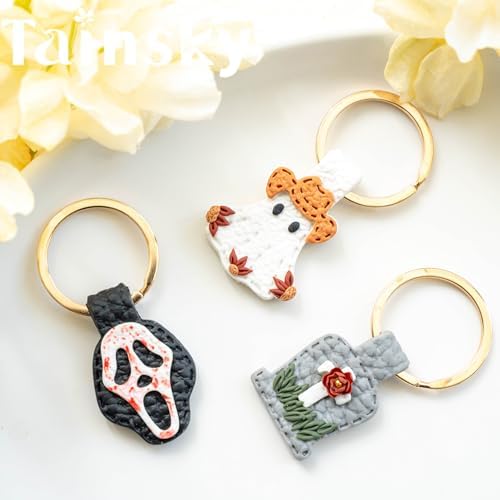 Tainsky Halloween Shapes Keychain Polymer Clay Cutter, 10 Shapes Fall Polymer Clay Keychain Cutters (B)