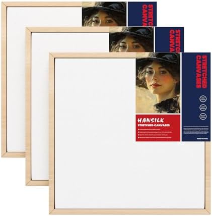3pk 10x10 Blank Framed Canvas Wall Art - Premium White Canvas for DIY Art and Custom Painting