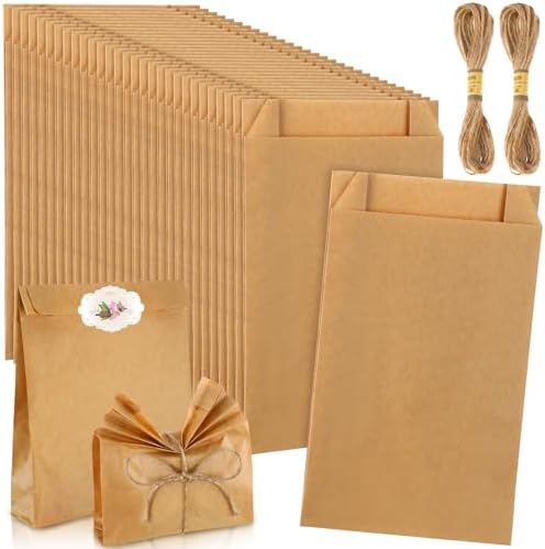 Fulmoon 100 Pcs Soap Packaging Paper Bag 5''x8'' with Rope,Solid Color