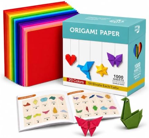 BUBU Origami Paper Kit 1000 Sheets 6x6 Inch Colored Craft Paper with Guide | Double Sided,Step-by-Step Guide,Multi Colors,No Fading Paper,Clean Crisp Folds,Perfect for Kids,Beginner,School Craft,Adult