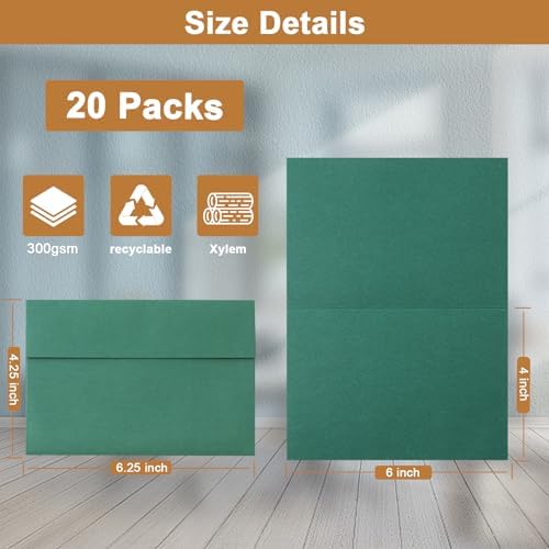 Silunkia 20 Packs 10 Assorted Colors Blank Note Cards and Envelopes 4 x 6